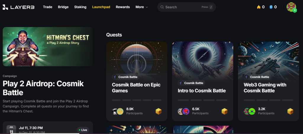 Play 2 Airdrop: Cosmik Battle