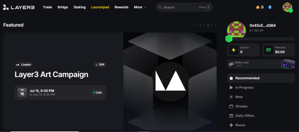 Layer3: Explore, earn, and trade!